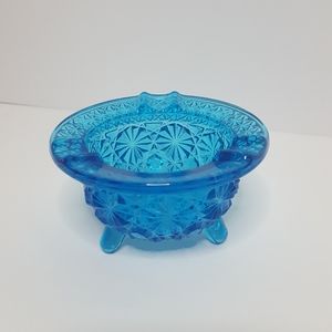 Vintage Fenton Blue Daisy & Button Ashtray Dish